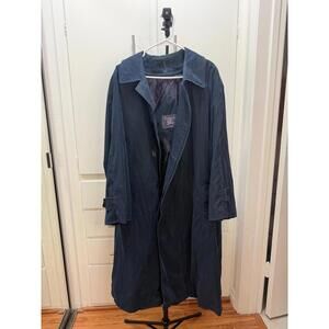 Burberrys of London Navy Wool Coat Vintage Camel Hair Size L/XL Missing Belt